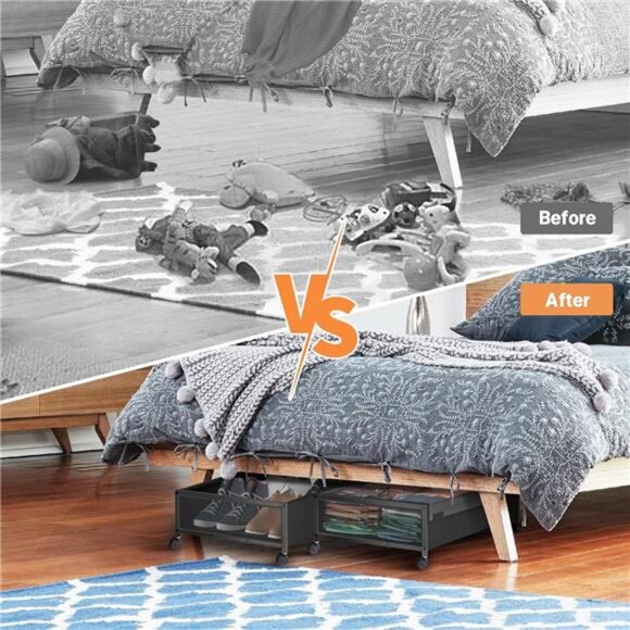 2-Pack Under Bed Storage with Wheels - Fulpower Rolling Underbed Organizer - Picture 5 of 7